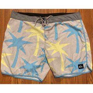Quiksilver Mens 40 Surfsilk Mystic Sessions Board Shorts Surf Hawaiian Palm Tree